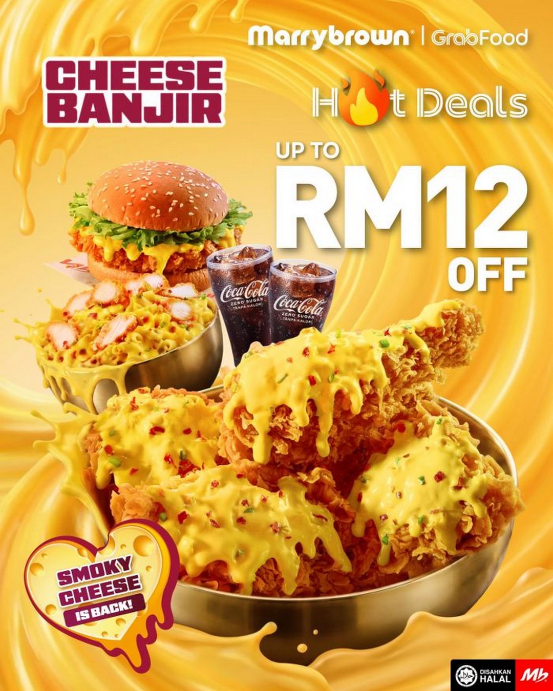 Marrybrown-GrabFood-Promotion-Cheese-Banjir-Hot-Deals 5 September 2026 onwards: Marrybrown GrabFood Promotion: Cheese Banjir Hot Deals With Up to RM12 OFF