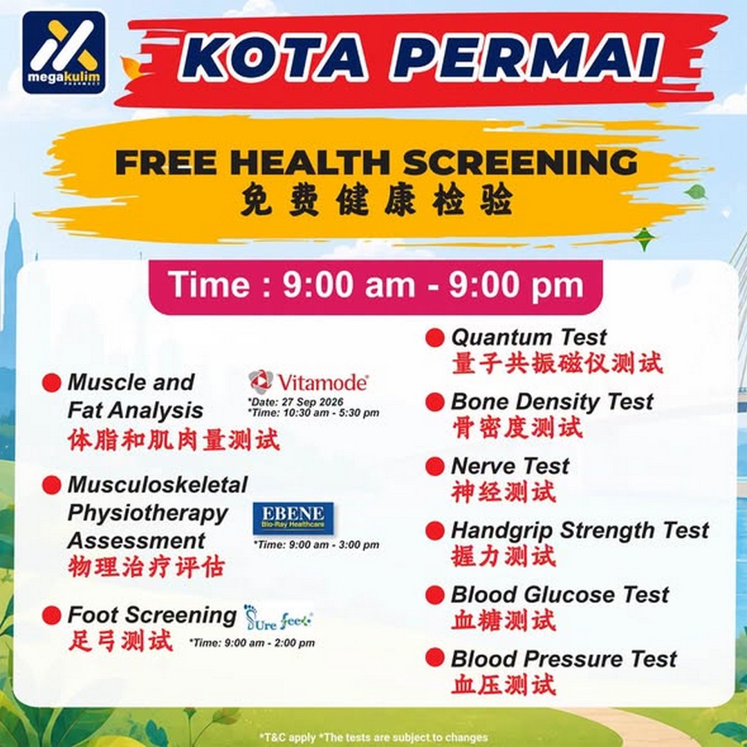 Mega-Kulim-Pharmacy-Health-Carnival-Promotion-1 26-27 September 2026: Mega Kulim Pharmacy: Health Carnival Promotion with Free Health Screenings, Spin & Win, Special Deals and Gifts at Kota Permai, Bukit Mertajam