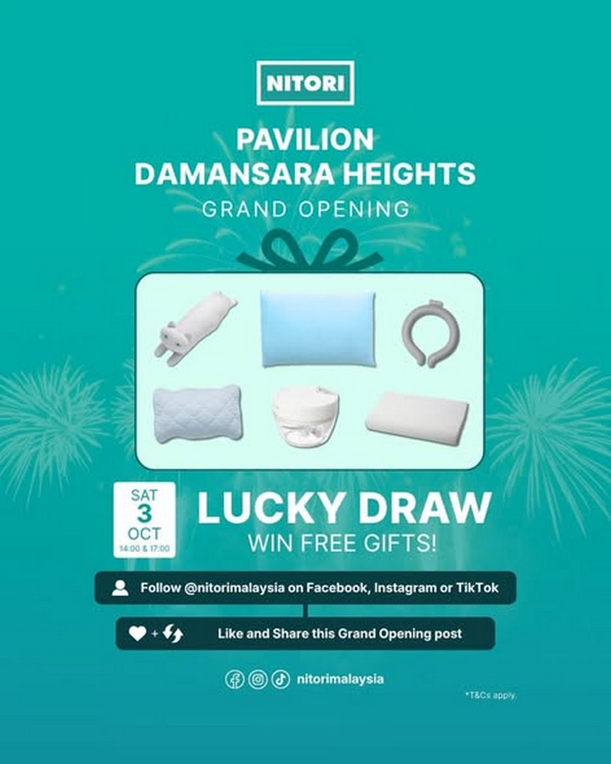 NITORI-Malaysia-Grand-Opening-Promotion-with-RM30-Voucher-Giveaway-2 1-3 October 2026: NITORI Malaysia: Grand Opening Promotion with RM30 Voucher Giveaway and Lucky Draw at Pavilion Damansara Heights