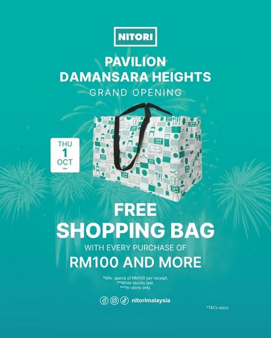 NITORI-Malaysia-Grand-Opening-Promotion-with-RM30-Voucher-Giveaway-3 1-3 October 2026: NITORI Malaysia: Grand Opening Promotion with RM30 Voucher Giveaway and Lucky Draw at Pavilion Damansara Heights