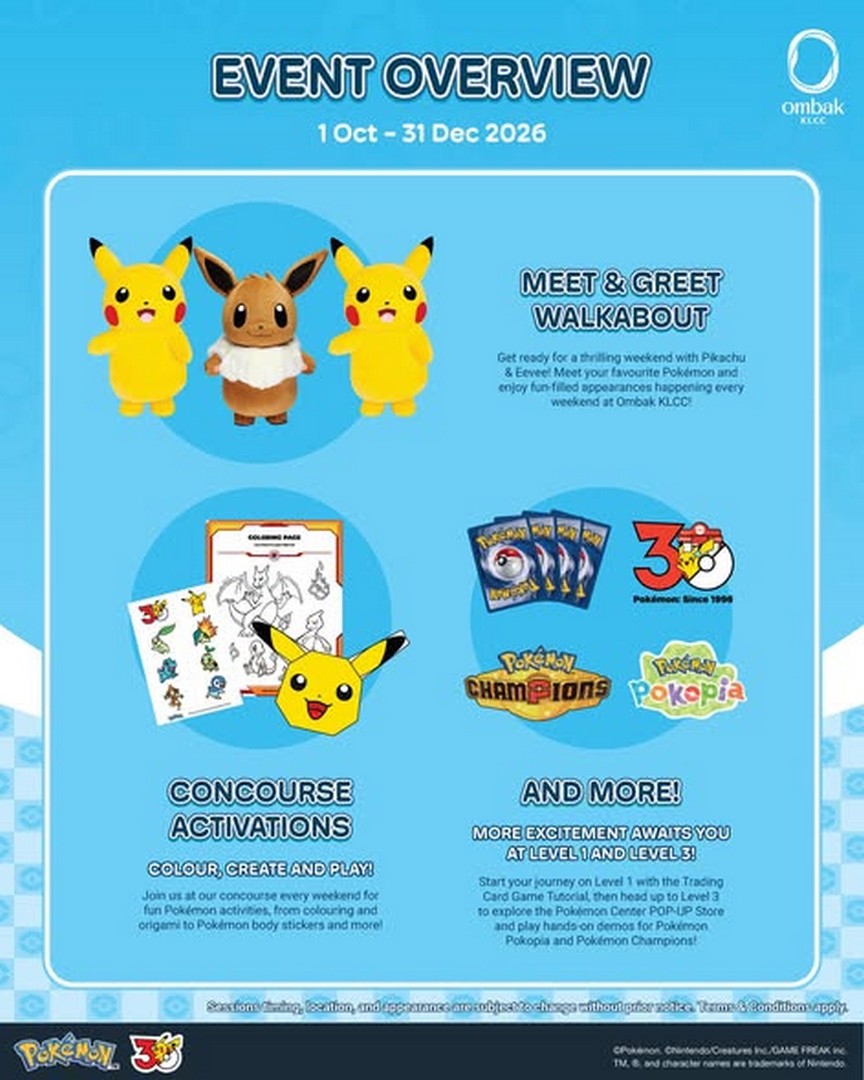 Ombak-KLCC-Pokemon-Promotion-With-Pikachu-Eevee-Stamp-Rally 1 October-31 December 2026: Ombak KLCC: Pokémon Promotion With Pikachu, Eevee, Stamp Rally, Photo Booth, Activities & Shopping Rewards