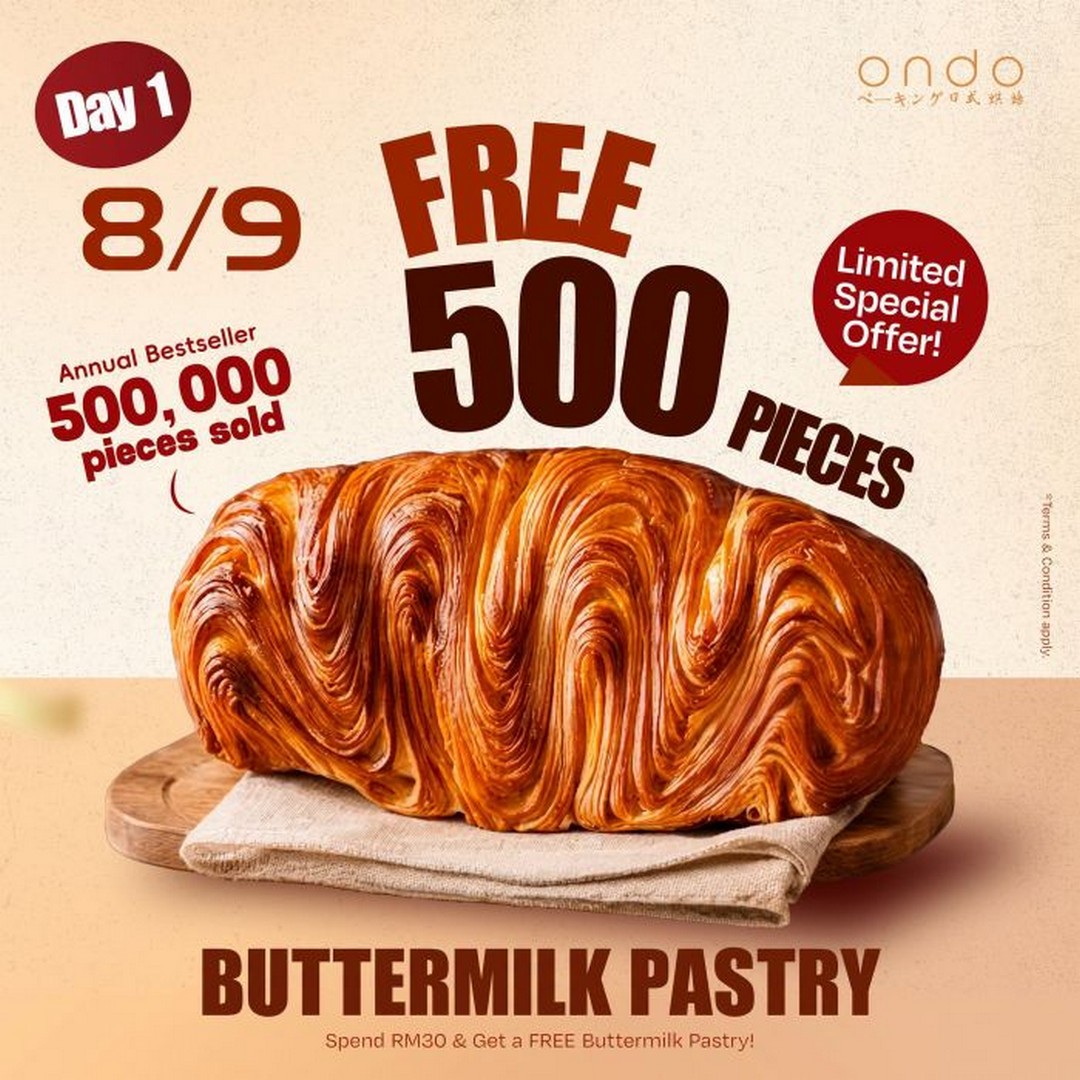 Ondo-Johor-Skudai-Grand-Opening-Promotion-1 8-10 September 2026: Ondo Johor Skudai: Grand Opening Promotion with Free 500 Buttermilk Pastries, Buy 1 Free 1 Treats & Play & Win