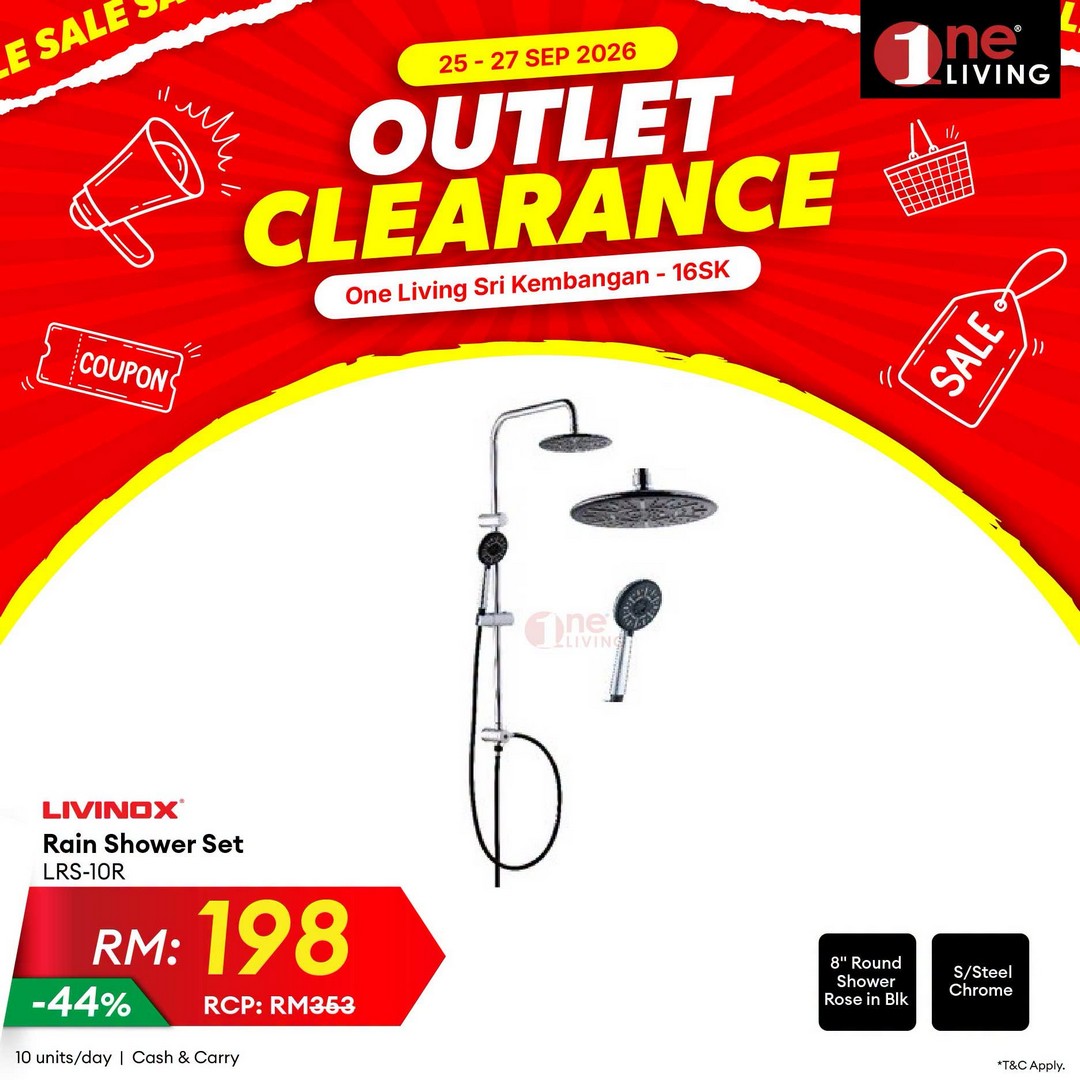 One-Living-Malaysia-Outlet-Clearance-Sale-on-Air-Conditioners-11 25-27 September 2026: One Living Malaysia: Outlet Clearance Sale on Air Conditioners, Fans & Water Heaters at Seri Kembangan, Selangor