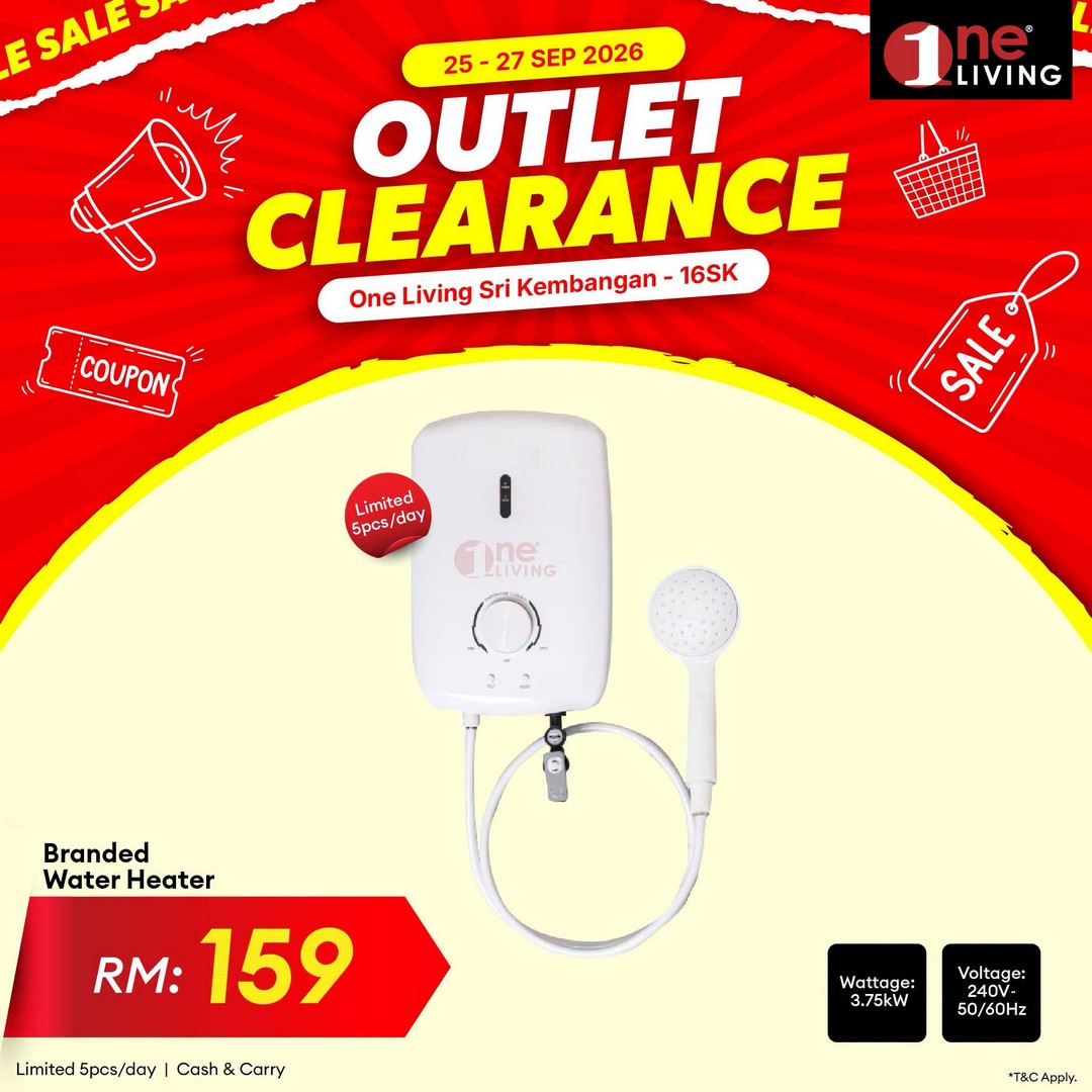 One-Living-Malaysia-Outlet-Clearance-Sale-on-Air-Conditioners-12 25-27 September 2026: One Living Malaysia: Outlet Clearance Sale on Air Conditioners, Fans & Water Heaters at Seri Kembangan, Selangor