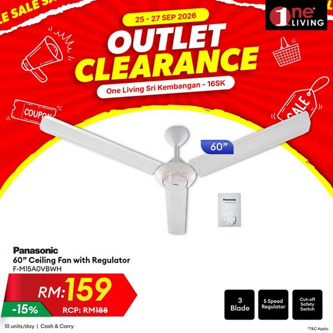 One-Living-Malaysia-Outlet-Clearance-Sale-on-Air-Conditioners-3 25-27 September 2026: One Living Malaysia: Outlet Clearance Sale on Air Conditioners, Fans & Water Heaters at Seri Kembangan, Selangor