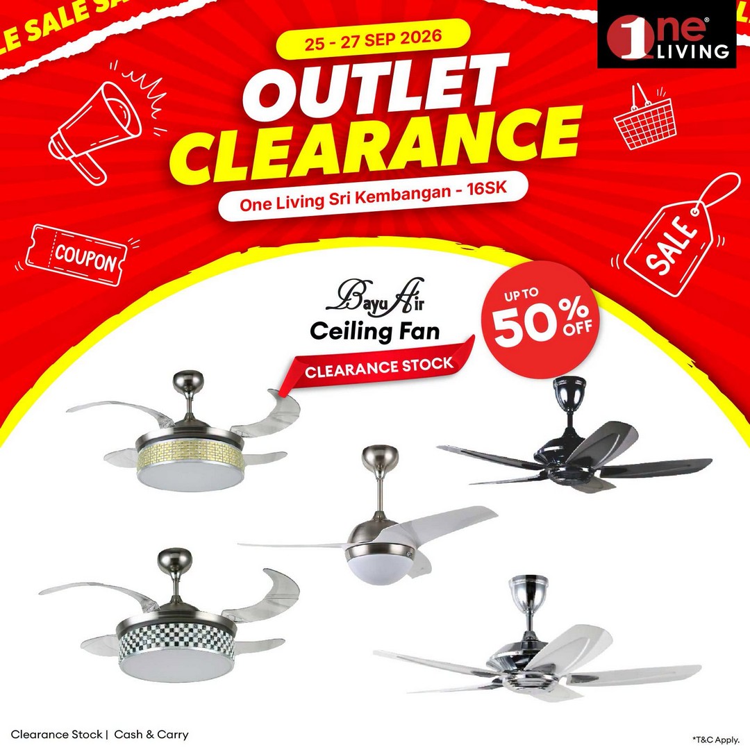 One-Living-Malaysia-Outlet-Clearance-Sale-on-Air-Conditioners-4 25-27 September 2026: One Living Malaysia: Outlet Clearance Sale on Air Conditioners, Fans & Water Heaters at Seri Kembangan, Selangor