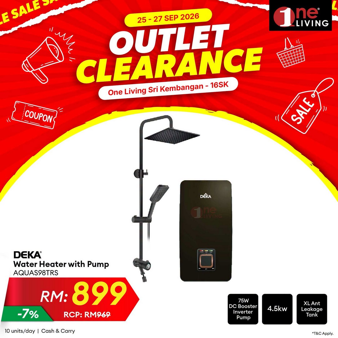 One-Living-Malaysia-Outlet-Clearance-Sale-on-Air-Conditioners-6 25-27 September 2026: One Living Malaysia: Outlet Clearance Sale on Air Conditioners, Fans & Water Heaters at Seri Kembangan, Selangor