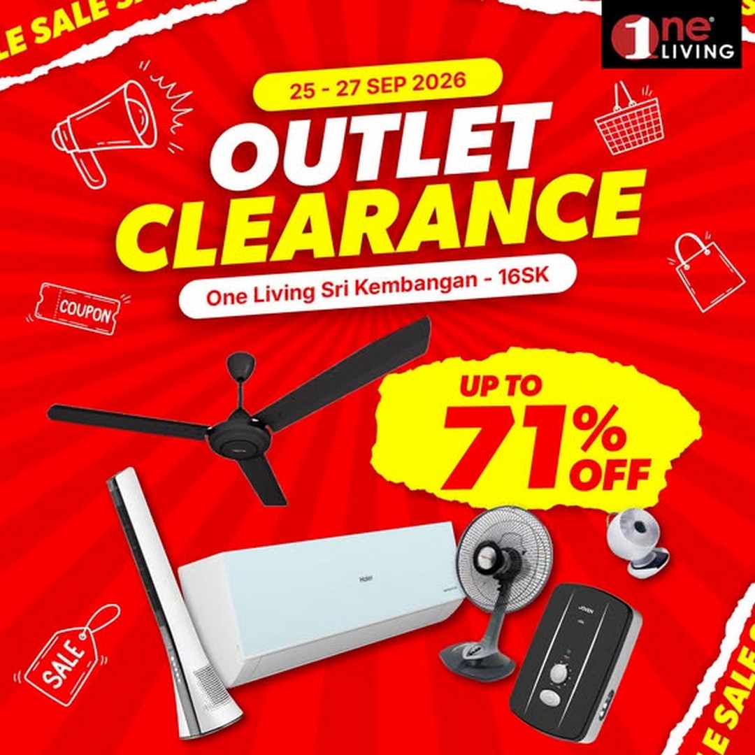 One-Living-Malaysia-Outlet-Clearance-Sale-on-Air-Conditioners 25-27 September 2026: One Living Malaysia: Outlet Clearance Sale on Air Conditioners, Fans & Water Heaters at Seri Kembangan, Selangor