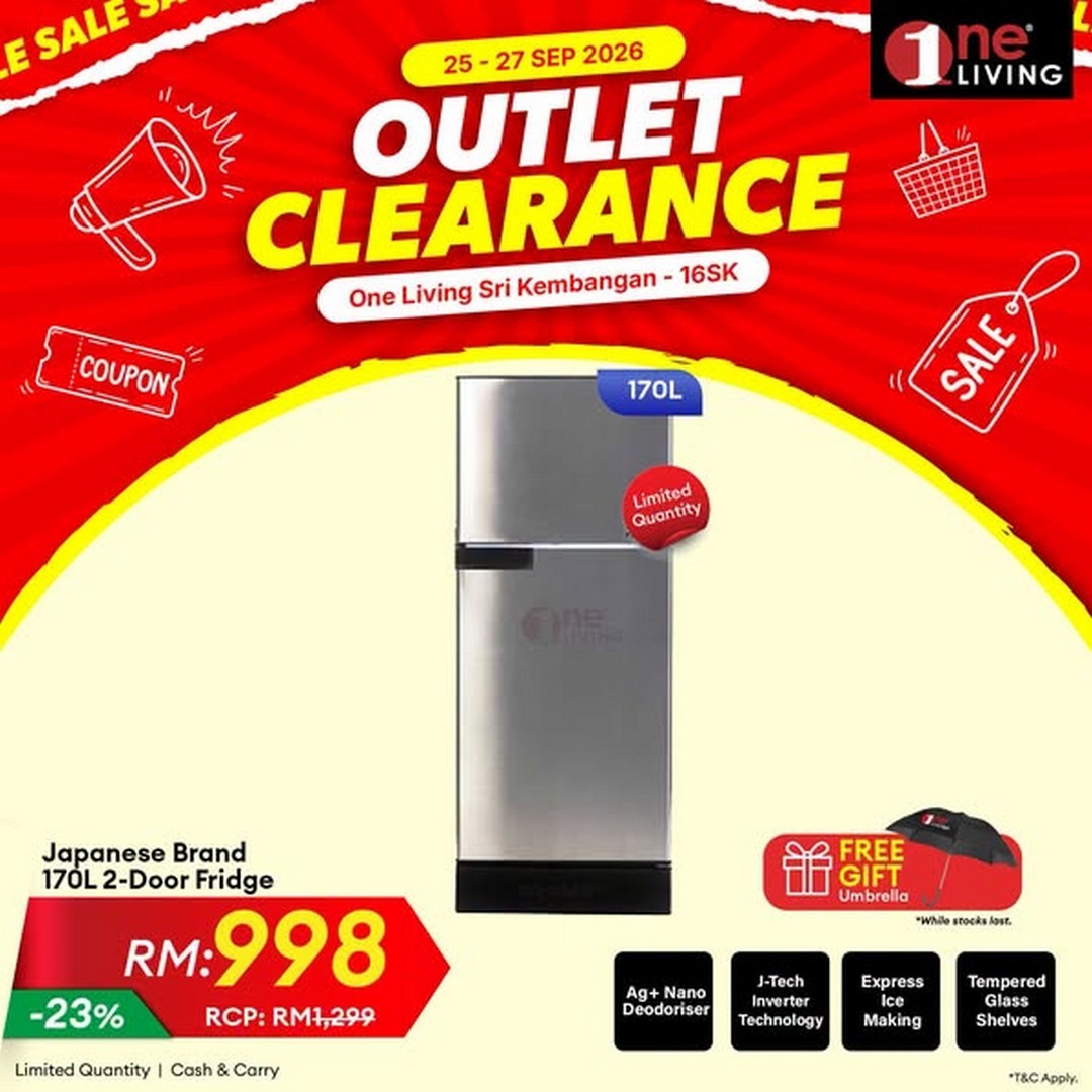 One-Living-Malaysia-Outlet-Clearance-Sale-on-Kitchen-Appliances-1 25–27 September 2026: One Living Malaysia: Outlet Clearance Sale on Kitchen Appliances & Fridges at Seri Kembangan, Selangor