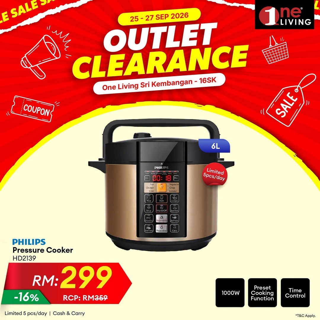 One-Living-Malaysia-Outlet-Clearance-Sale-on-Kitchen-Appliances-20 25–27 September 2026: One Living Malaysia: Outlet Clearance Sale on Kitchen Appliances & Fridges at Seri Kembangan, Selangor