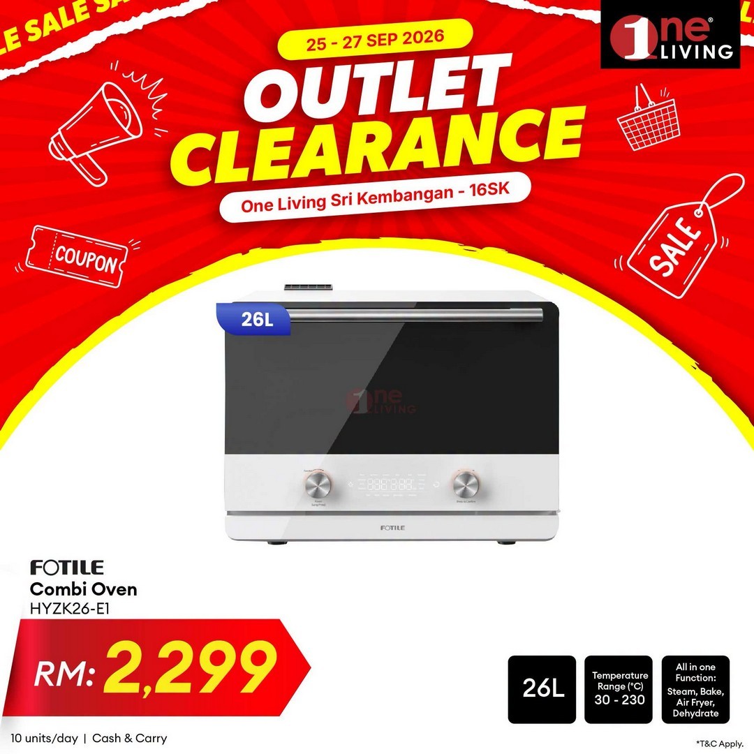 One-Living-Malaysia-Outlet-Clearance-Sale-on-Kitchen-Appliances-23 25–27 September 2026: One Living Malaysia: Outlet Clearance Sale on Kitchen Appliances & Fridges at Seri Kembangan, Selangor