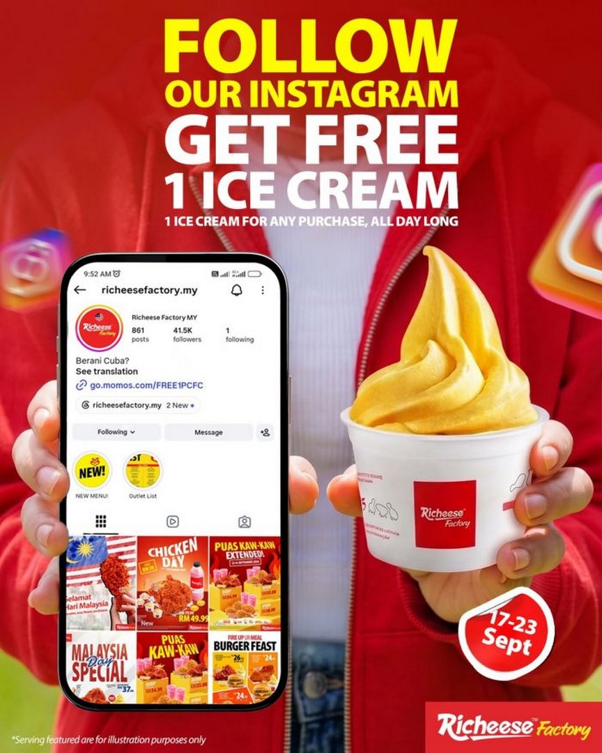Richeese-Factory-Free-Cheesecake-Ice-Cream-Promotion 17-23 September 2026: Richeese Factory Free Cheesecake Ice Cream Promotion with Any Purchase at All Outlets