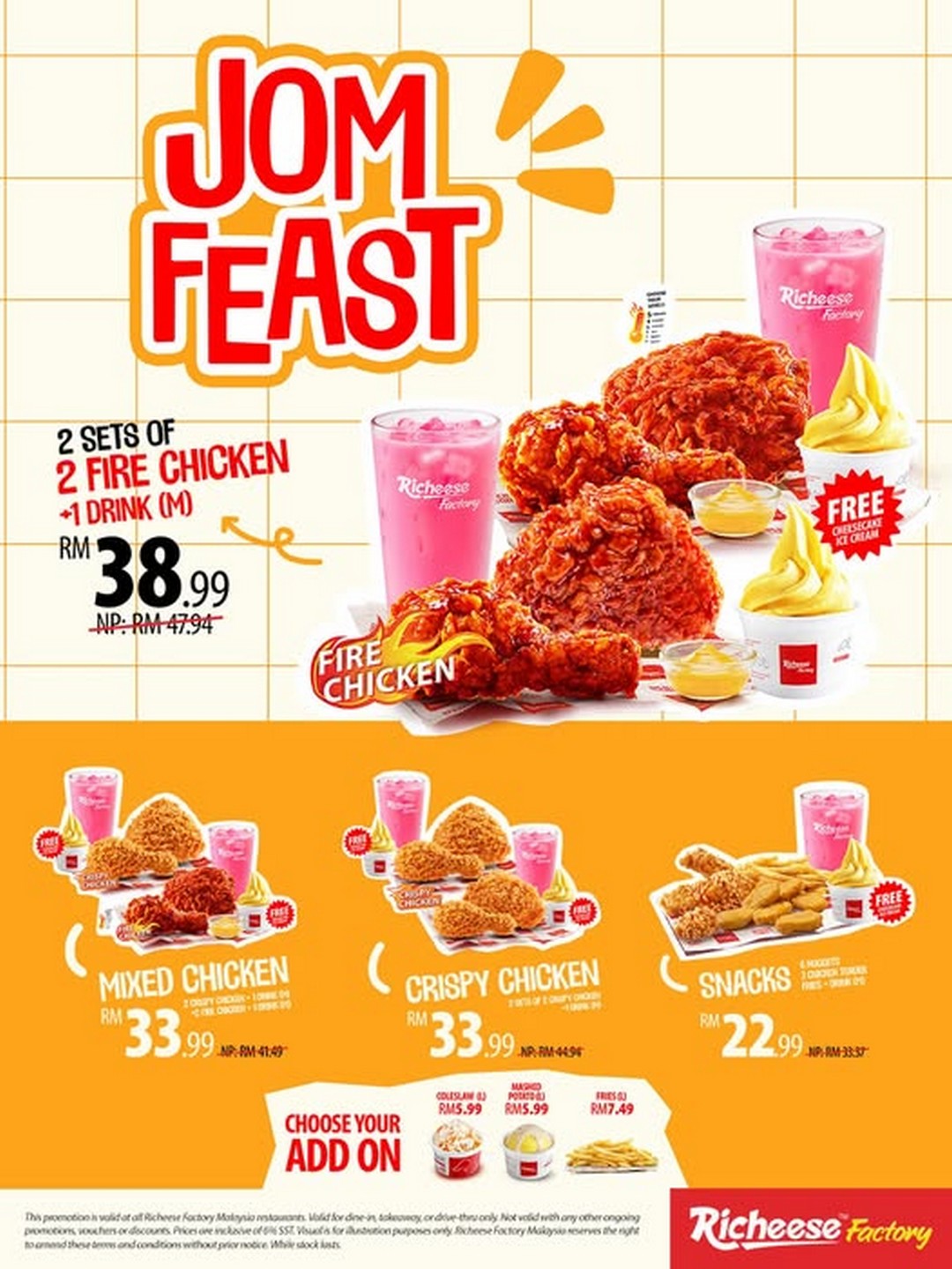 Richeese-Factory-Malaysia-JOM-Feast-Promotion-Special-Feast-Deals 21-24 September 2026: Richeese Factory Malaysia JOM Feast Promotion: Special Feast Deals with Free Cheesecake Ice Cream