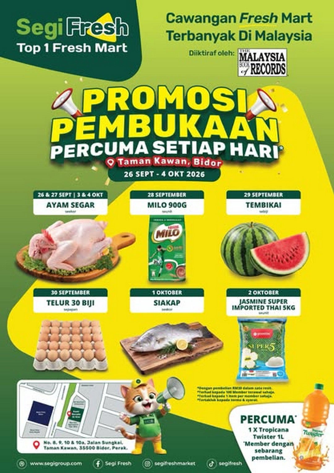 Segi-Fresh-Taman-Kawan-Bidor-Grand-Opening-Promotion 26 September-4 October 2026: Segi Fresh Taman Kawan, Bidor: Grand Opening Promotion with Daily Deals, Lucky Throw, Mystery Box, Food Truck, Free Drink & More