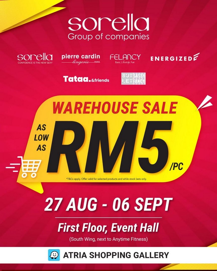 Sorella-Warehouse-Sale-Lingerie-Apparel-More 27 August-6 September 2026: Sorella Warehouse Sale: Lingerie, Apparel & More from RM5 Per Piece
