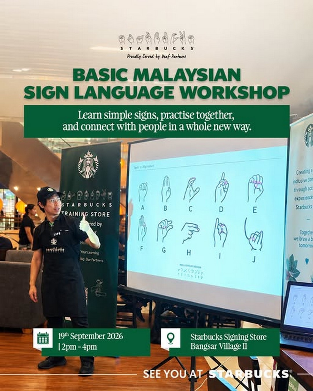 Starbucks-Malaysia-Basic-Malaysian-Sign-Language-Workshop-Promotion 19 September 2026: Starbucks Malaysia: Basic Malaysian Sign Language Workshop Promotion at Starbucks Signing Store Bangsar Village II, KL