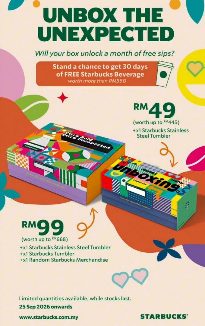 Starbucks-Malaysia-Surprise-Box-Promotion 25 September 2026 onwards: Starbucks Malaysia, Surprise Box Promotion, Unbox Up To RM668 Worth Of Merch From Just RM49