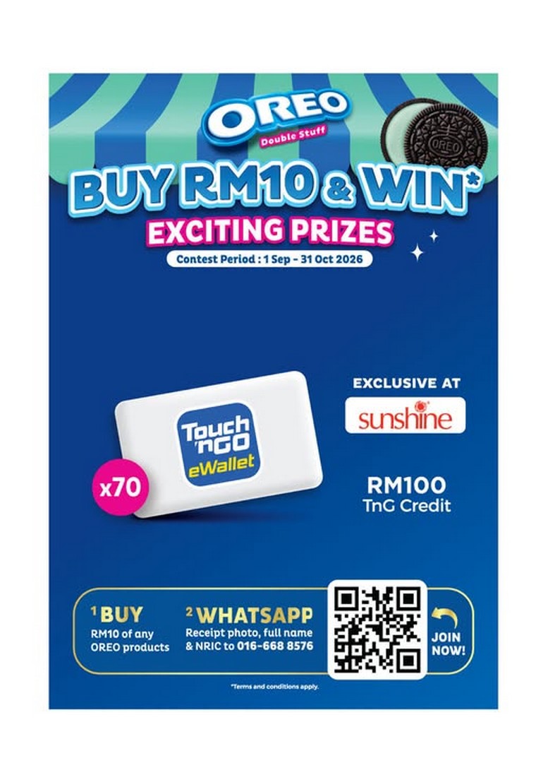 Sunshine-Retail-Penang-Buy-Snap-Win-OREO-Promotion 1 September-31 October 2026: Sunshine Retail Penang: Buy, Snap & Win OREO Promotion with RM100 Touch 'n Go eWallet Credit