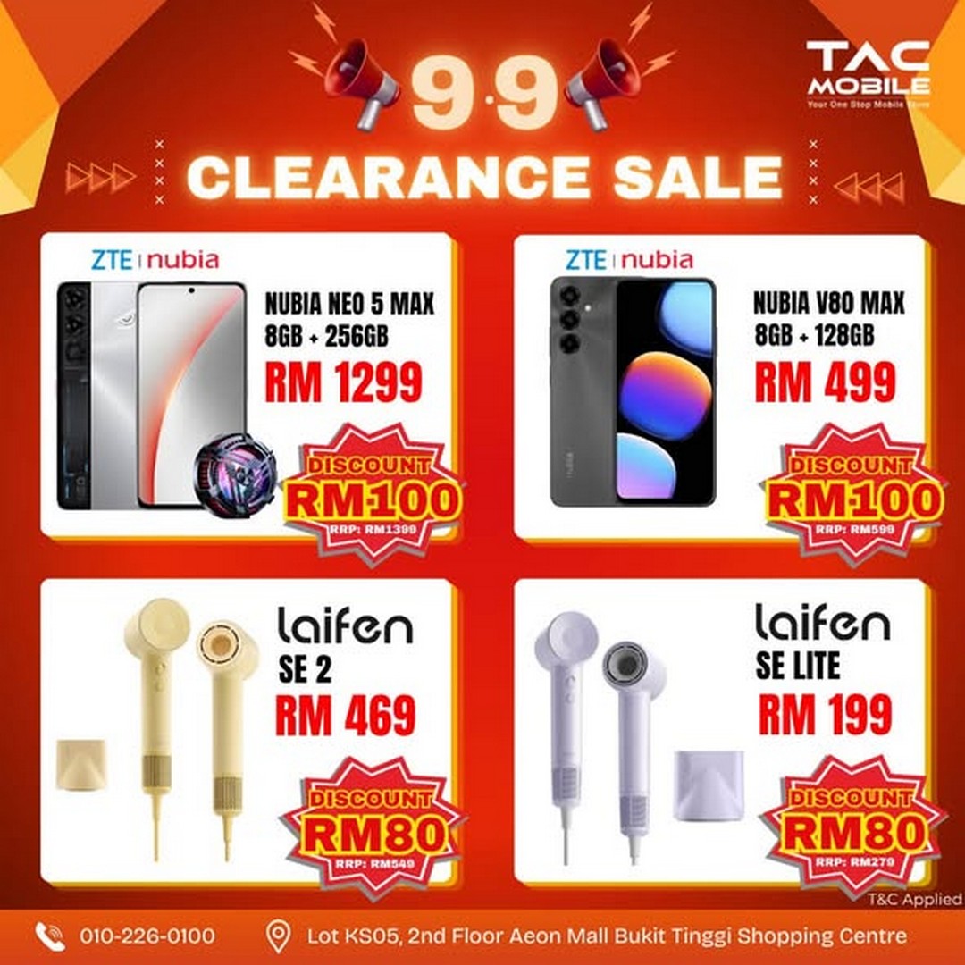 TAC-Mobile-9.9-Clearance-Sale-with-Discounts-Up-to-RM600-on-Smartphones-3 9-13 September 2026: TAC Mobile: 9.9 Clearance Sale with Discounts Up to RM600 on Smartphones, Headphones and Gadgets