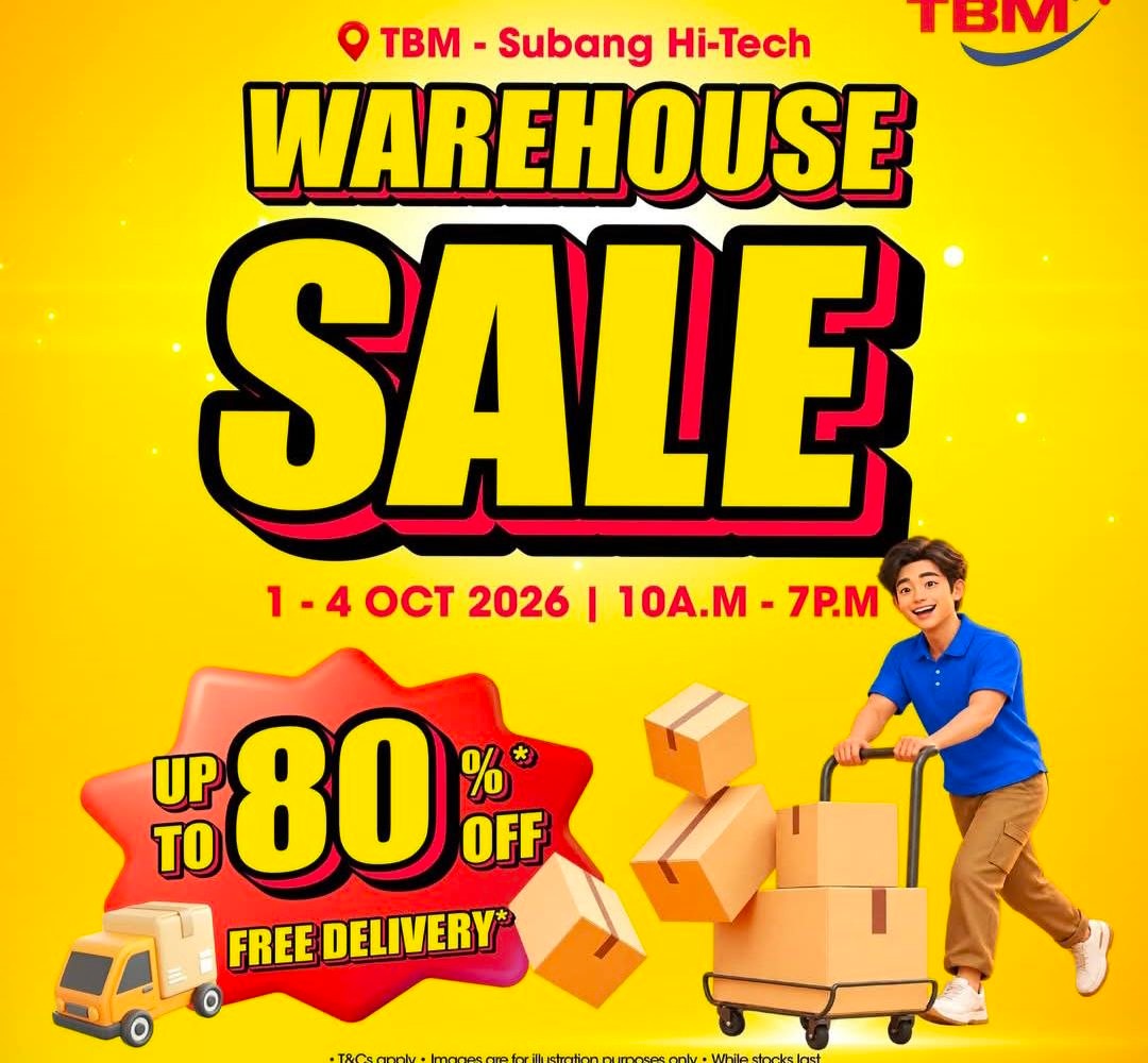 TBM-Subang-Hi-Tech-Warehouse-Sale 1-4 October 2026: TBM Subang Hi-Tech Warehouse Sale – Up to 80% Off & Free Delivery from 10AM-7PM