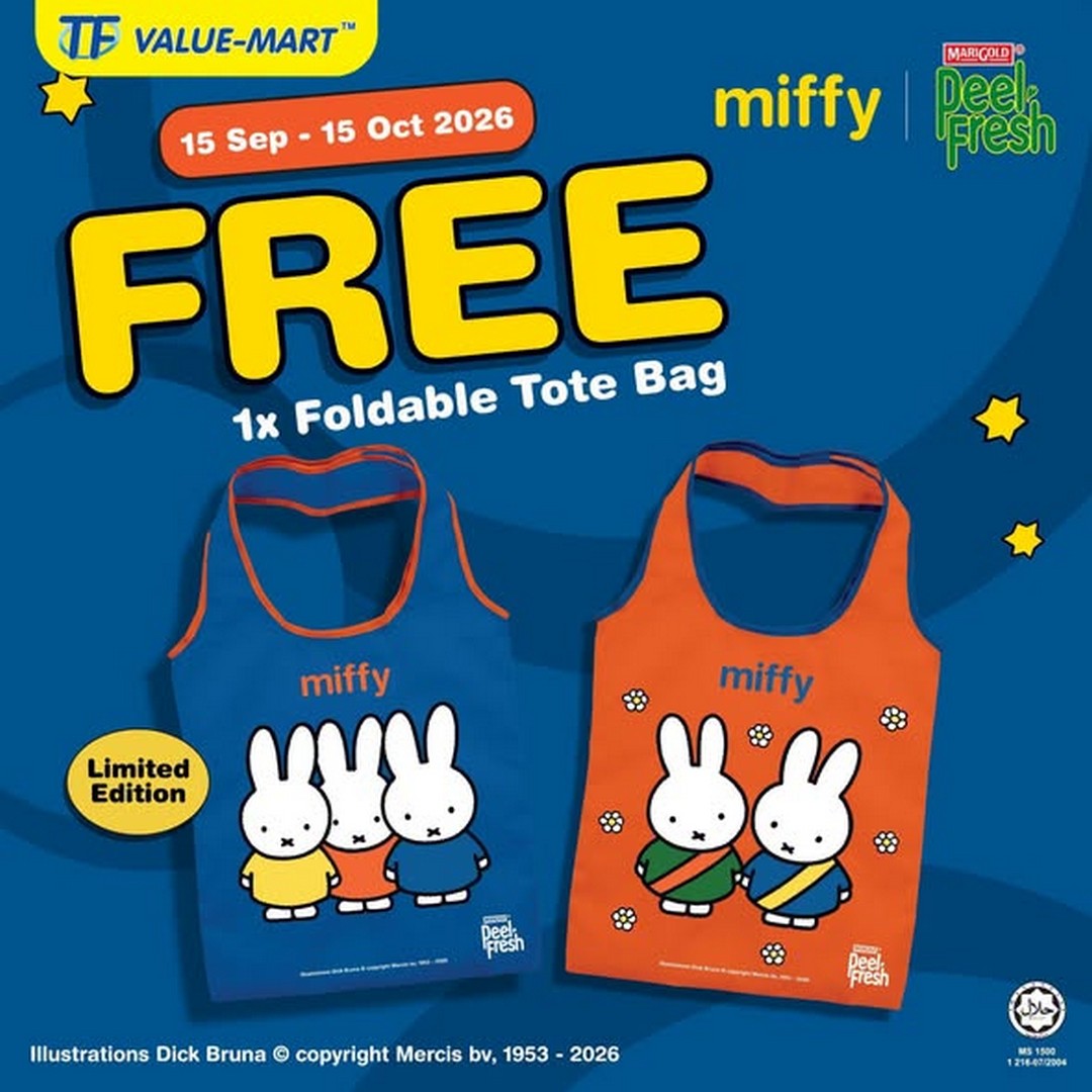 TF-Value-Mart-Malaysia-Marigold-Peel-Fresh-Free-Limited-Edition-1 15 September-15 October 2026: TF Value-Mart Malaysia: Marigold Peel Fresh Free Limited Edition Miffy Foldable Tote Bag Promotion, Collect 4 Designs
