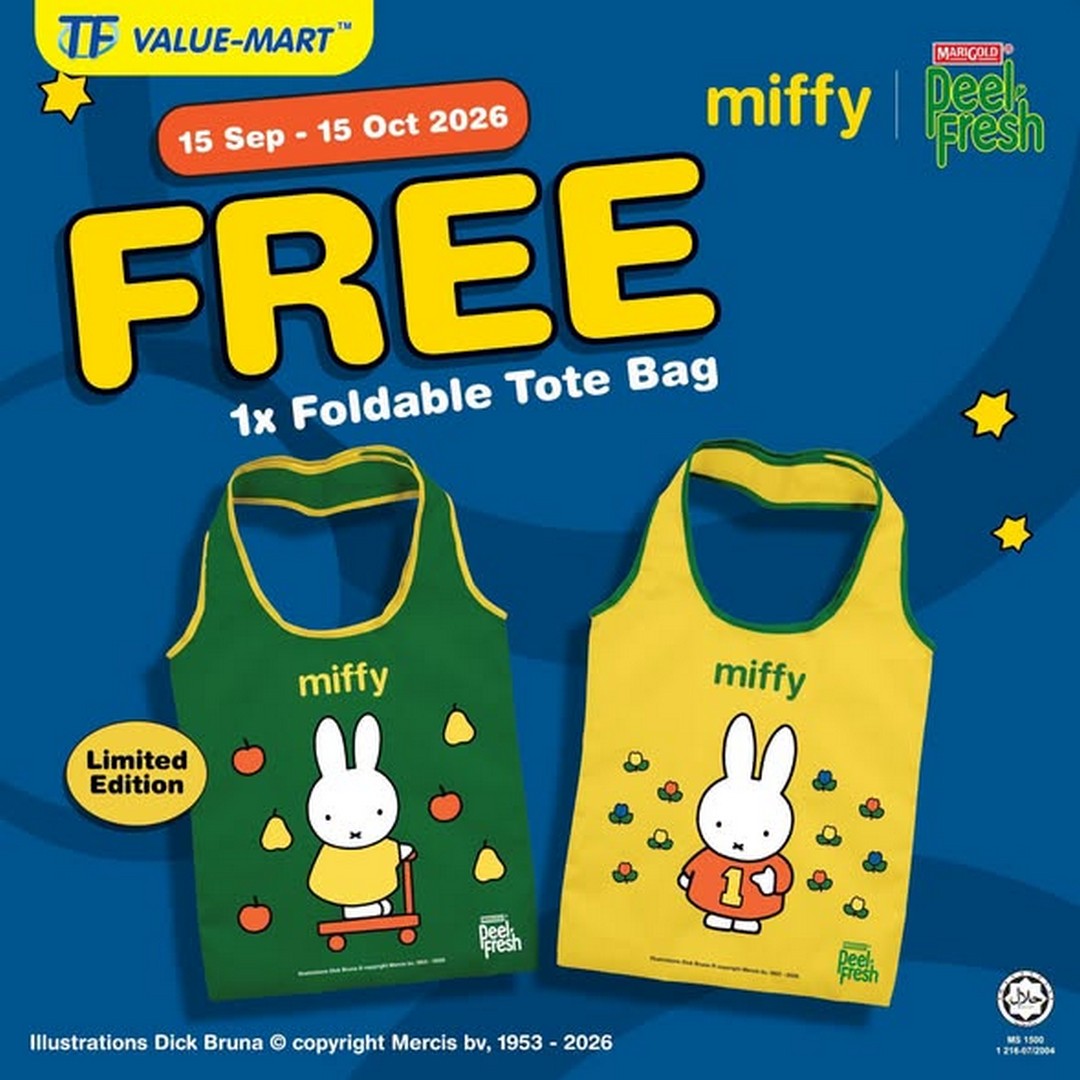 TF-Value-Mart-Malaysia-Marigold-Peel-Fresh-Free-Limited-Edition-2 15 September-15 October 2026: TF Value-Mart Malaysia: Marigold Peel Fresh Free Limited Edition Miffy Foldable Tote Bag Promotion, Collect 4 Designs