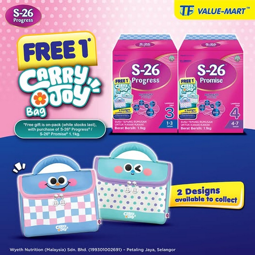 TF-Value-Mart-Malaysia-S-26-Carry-Joy-Bag-Promotion 24 September 2026 onwards: TF Value-Mart Malaysia: S-26 Carry Joy Bag Promotion with S-26 Progress or S-26 Promise 1.1kg Purchase at All Branches