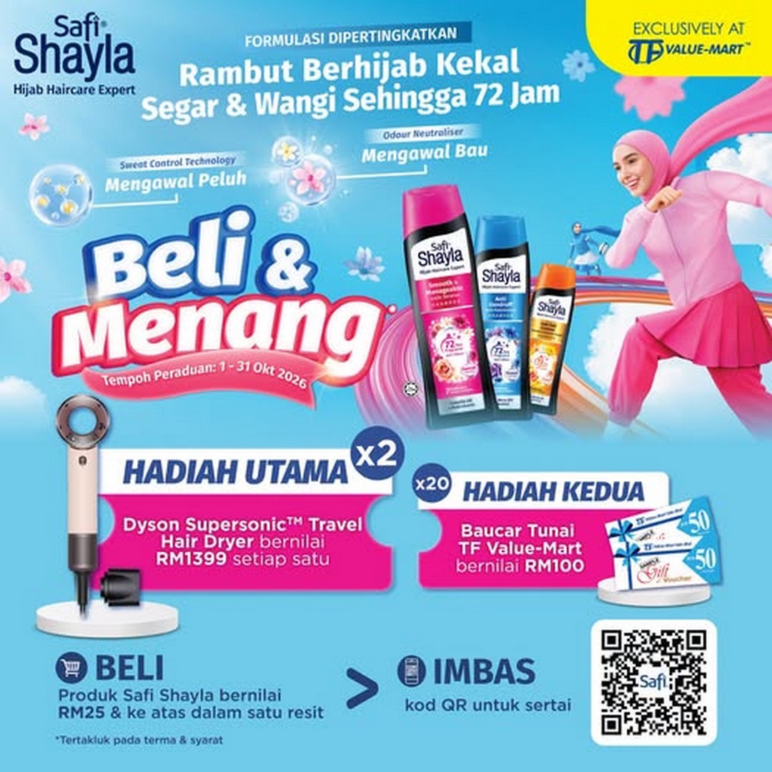 TF-Value-Mart-Malaysia-Safi-Shayla-Buy-Win-Promotion 1-31 October 2026: TF Value-Mart Malaysia: Safi Shayla Buy & Win Promotion with a Chance to Win a Dyson Supersonic Travel Hair Dryer