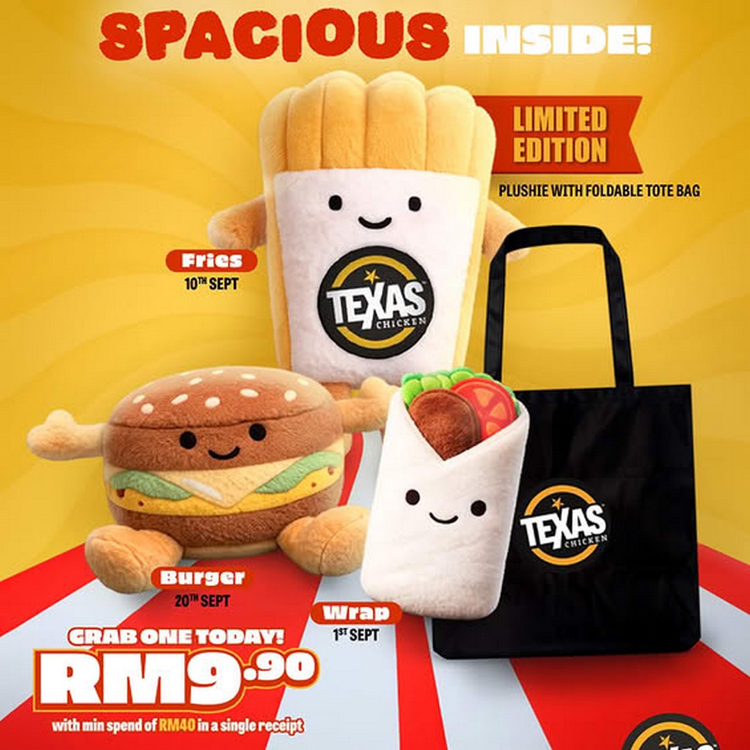 Texas-Chicken-Malaysia-Plushie-Foldable-Tote-Bag-Promotion-1 9 September 2026 onwards: Texas Chicken Malaysia: Plushie Foldable Tote Bag Promotion