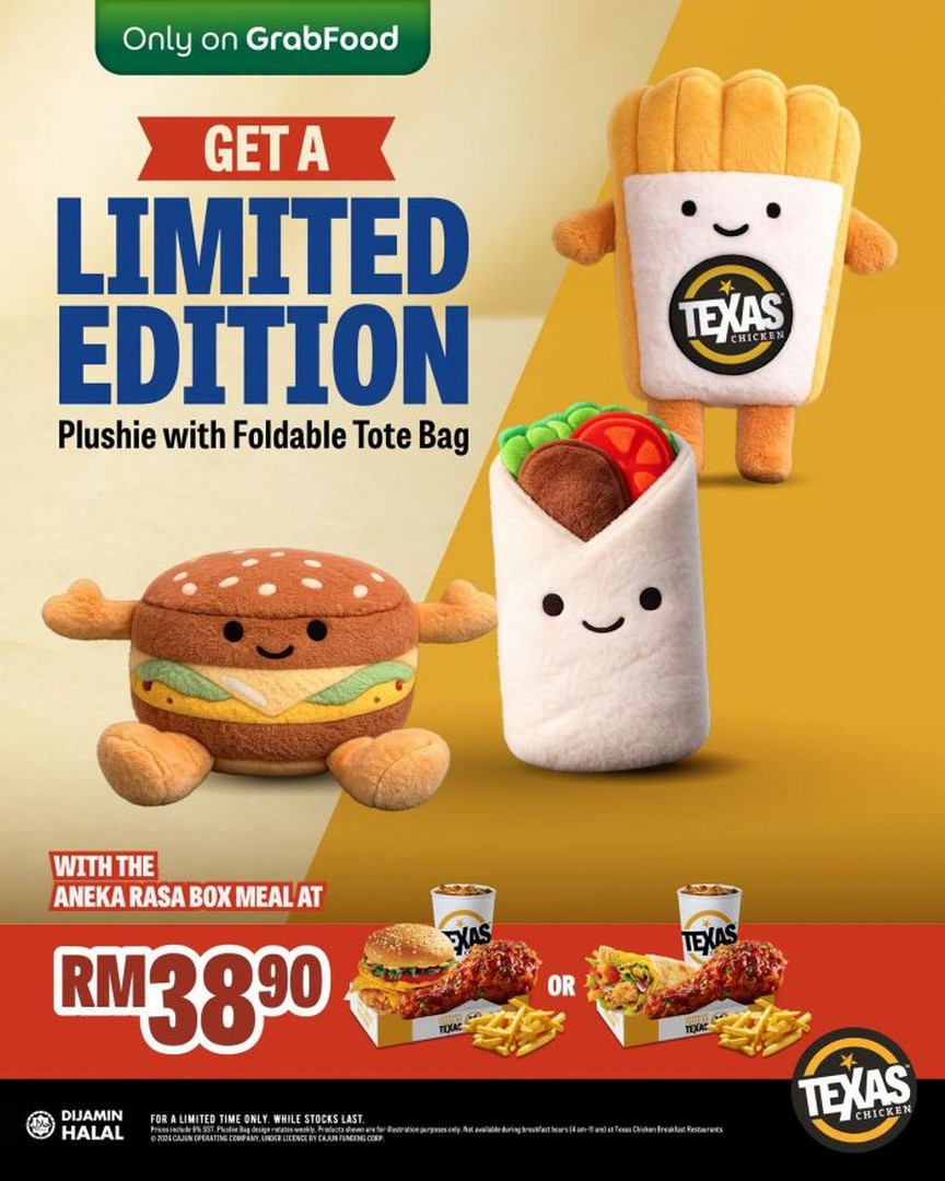 Texas-Chicken-Malaysia-Promotion-Free-Limited-Edition 1 September-5 October 2026: Texas Chicken Malaysia, Promotion: Free Limited-Edition Plushie & Foldable Tote Bag With RM38.90 Aneka Rasa Box Meal