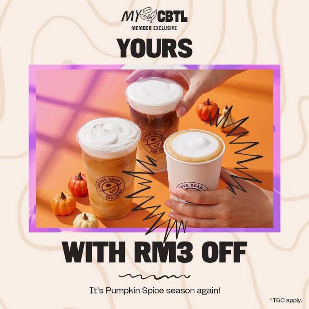 The-Coffee-Bean-Tea-Leaf-Malaysia-RM3-Off-Pumpkin-Spice-Drinks 17-30 September 2026: The Coffee Bean & Tea Leaf Malaysia: RM3 Off Pumpkin Spice Drinks Promotion for MyCBTL Members, Participating Cafés in Peninsular Malaysia