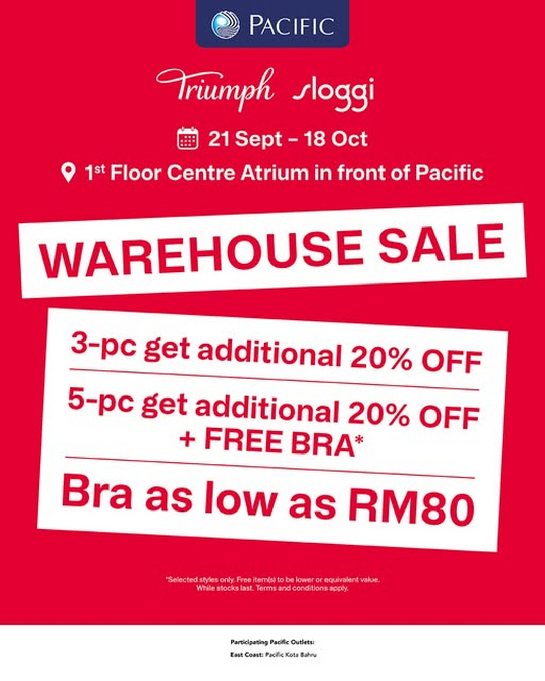 Triumph-Sloggi-Warehouse-Sale-at-Pacific-KB-Mall 21 September–18 October 2026: Triumph & Sloggi Warehouse Sale at Pacific KB Mall: Up to 20% Off, Free Bra with 5 Items & Bras from RM80