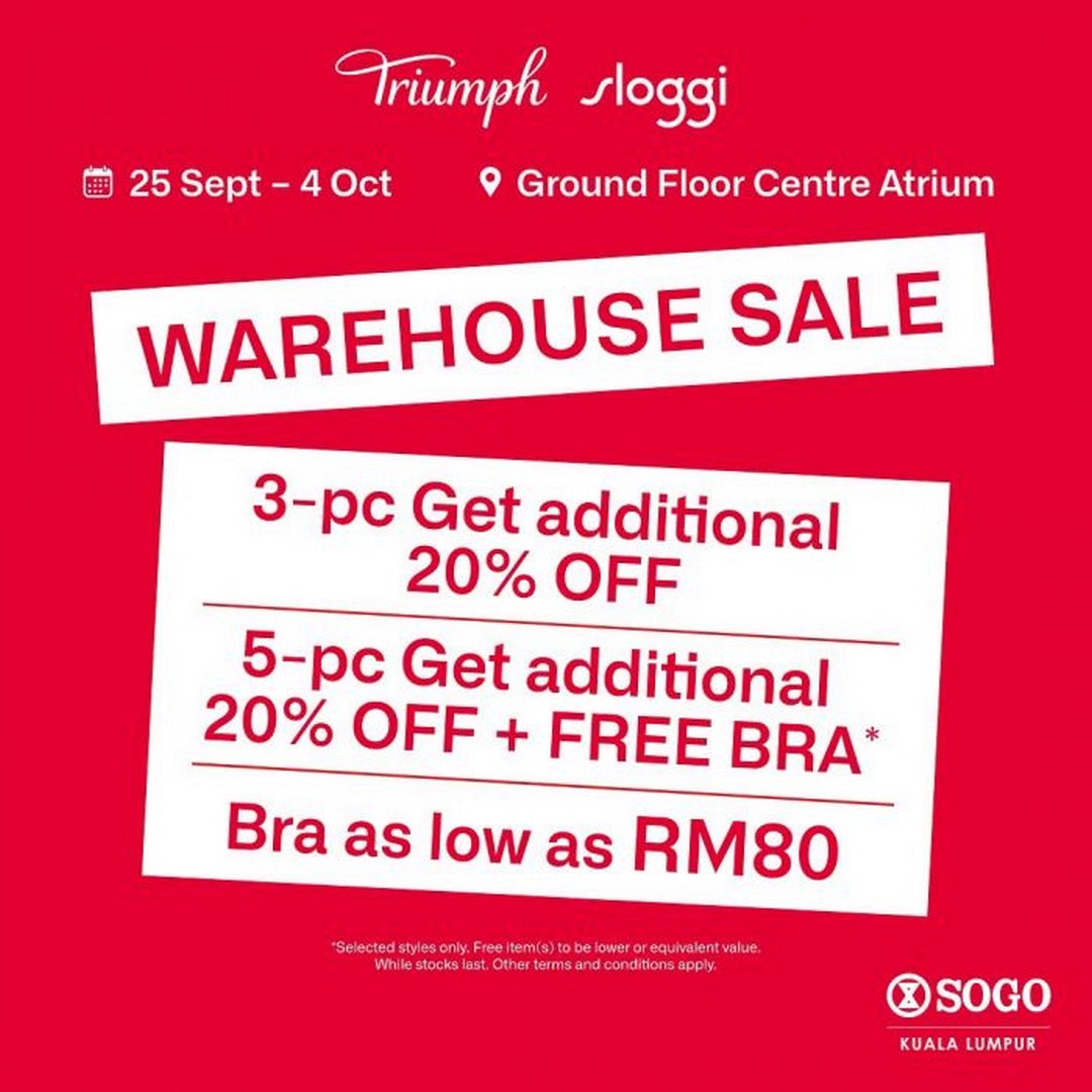 Triumph-Sloggi-Warehouse-Sale-at-SOGO-KL-Offers-Bras 25 September-4 October 2026: Triumph & Sloggi Warehouse Sale at SOGO KL Offers Bras from RM80 Plus Extra Discounts