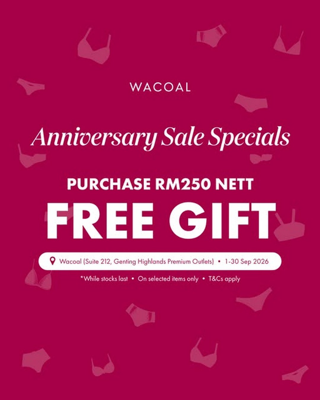 Wacoal-Special-Factory-Outlet-Sale-–-Complimentary-Gift 10-13 September 2026: Wacoal: Special Factory Outlet Sale – Complimentary Gift Worth RM250 with Selected Purchases at Genting Highlands Premium Outlets