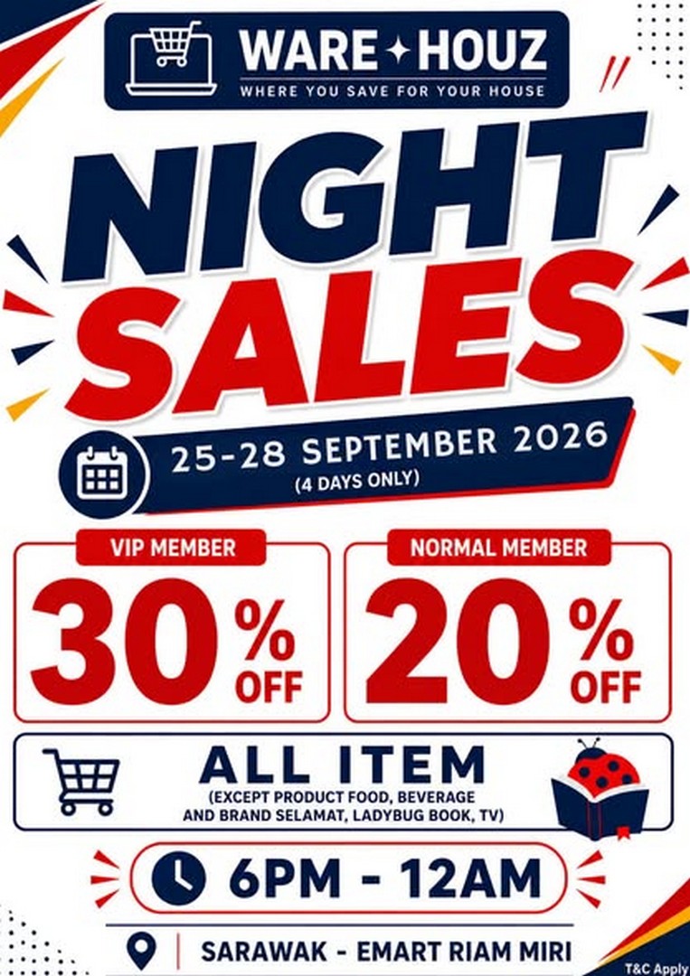 Warehouz-Night-Sales-Promotion-with-Up-to-30-Off-1 25-28 September 2026: Warehouz: Night Sales Promotion with Up to 30% Off at Selected Warehouz Outlets, 6PM-10PM