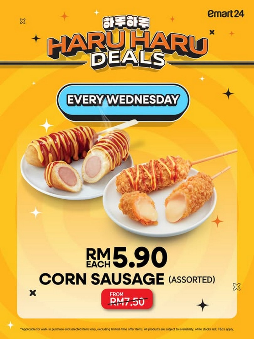 emart24-Corn-Sausage-RM5.90-Wednesday-Promotion 30 September 2026 onwards: emart24: Corn Sausage RM5.90 Wednesday Promotion at Participating emart24 Stores