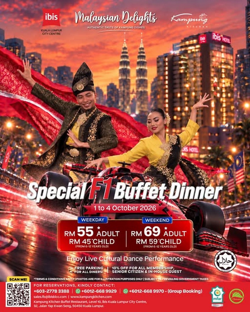 ibis-Kuala-Lumpur-City-Centre-–-Kampung-Kitchen 1-4 October 2026: ibis Kuala Lumpur City Centre – Kampung Kitchen: F1 Buffet Dinner Promotion at ibis KLCC