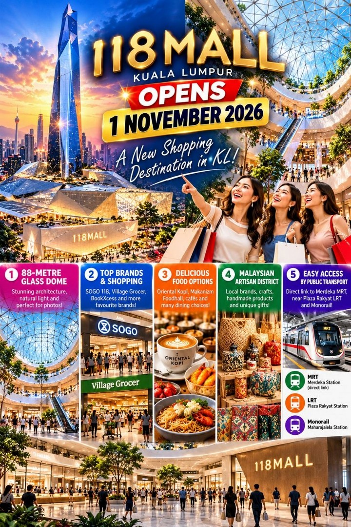 118-Mall-Kuala-Lumpur-Opening-Promotion-1 1 November 2026 onwards: 118 Mall Kuala Lumpur Opening Promotion – 5 Must-See Attractions, Shopping Brands, Malaysian Artisan District and Dining Highlights at Merdeka 118