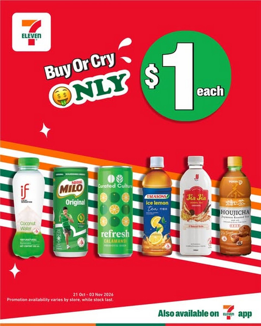 7-Eleven-Singapore-Must-Buy-Drinks-from-1-1 21 October–3 November 2026: 7-Eleven Singapore: Must-Buy Drinks from $1 – Affordable Coconut Water, Milo, Tea, Soft Drinks and More at Participating Stores