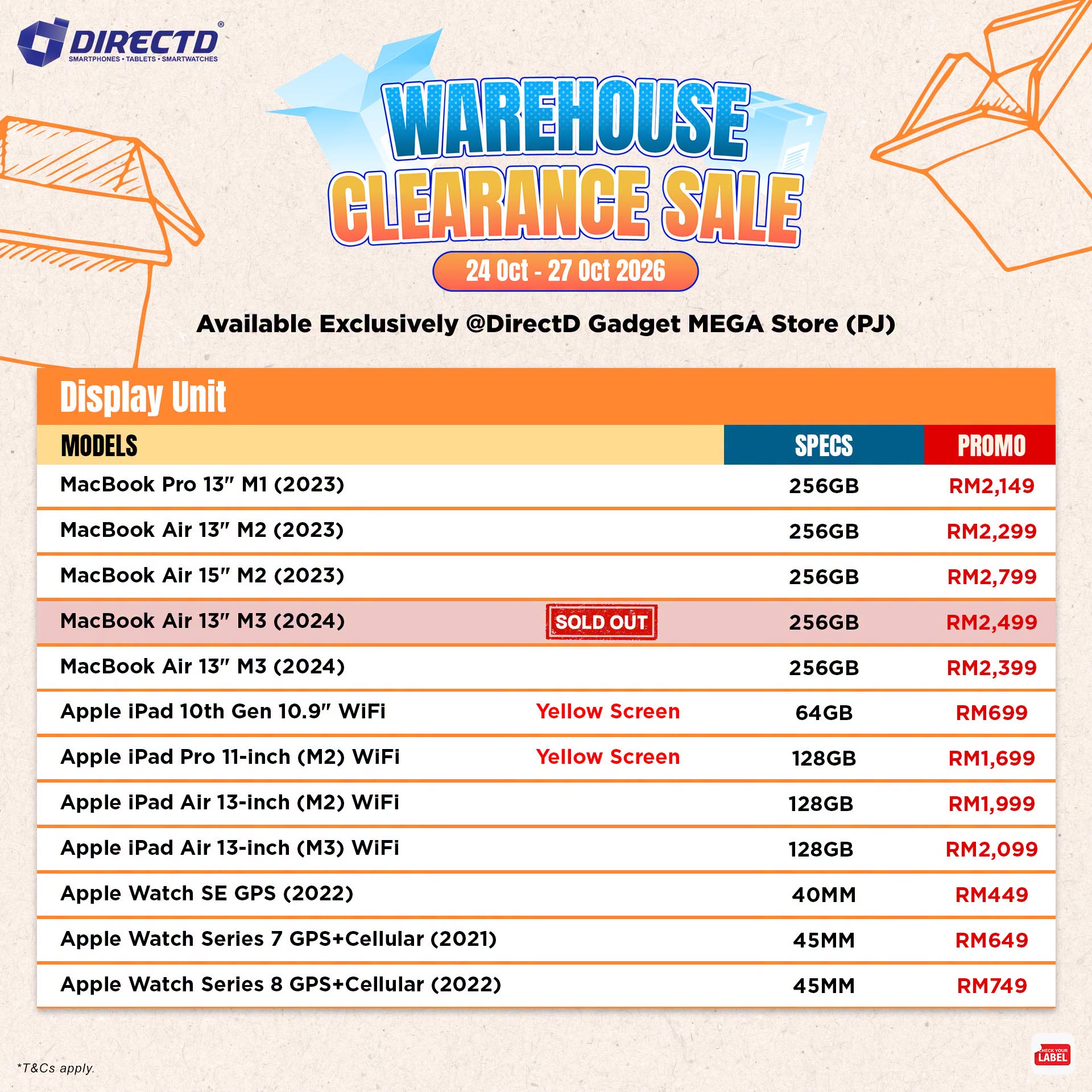 864027662_1667944524680976_8923893763781235183_n 24–27 Oct 2026: DirectD Warehouse Clearance Sale in PJ – Smartphones, MacBooks, Tablets & Home Gadgets from RM19