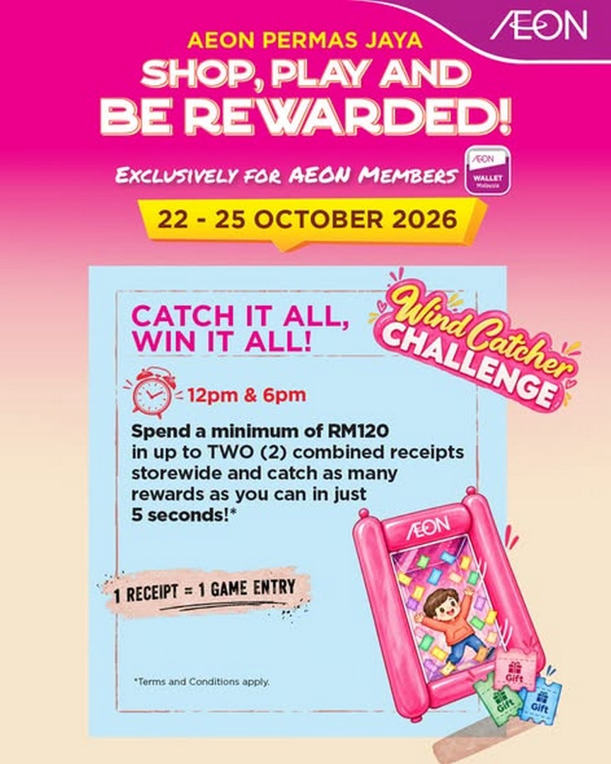 AEON-Malaysia-AEON-Permas-Jaya-Reopening-Celebration-2 22-25 October 2026: AEON Malaysia: AEON Permas Jaya Reopening Celebration with FREE RM10 Cash Coupon, FREE Succulent Gift and Wind Catcher Challenge