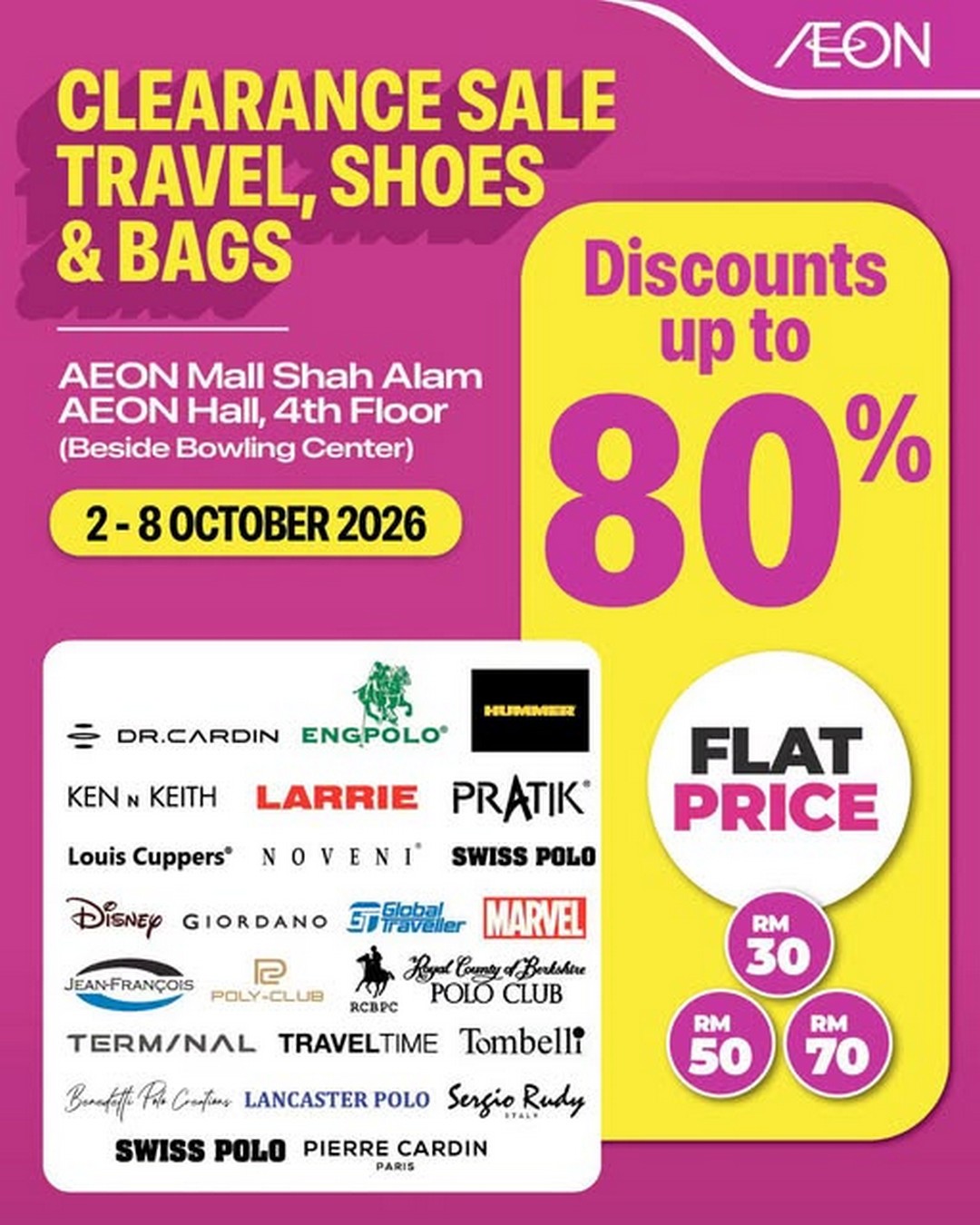 AEON-Malaysia-Clearance-Sale-on-Travel-Gear-Shoes-Bags-with-Up-to-80-Off 2-8 October 2026: AEON Malaysia: Clearance Sale on Travel Gear, Shoes & Bags with Up to 80% Off at AEON Mall Shah Alam