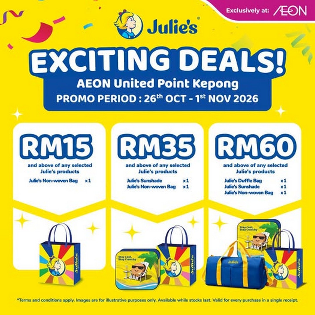 AEON-Malaysia-Julies-Snack-Shopping-Promotion 26 October–1 November 2026: AEON Malaysia Julie’s Snack Shopping Promotion at AEON United Point Kepong – Spend RM15 and Get Exclusive Gifts