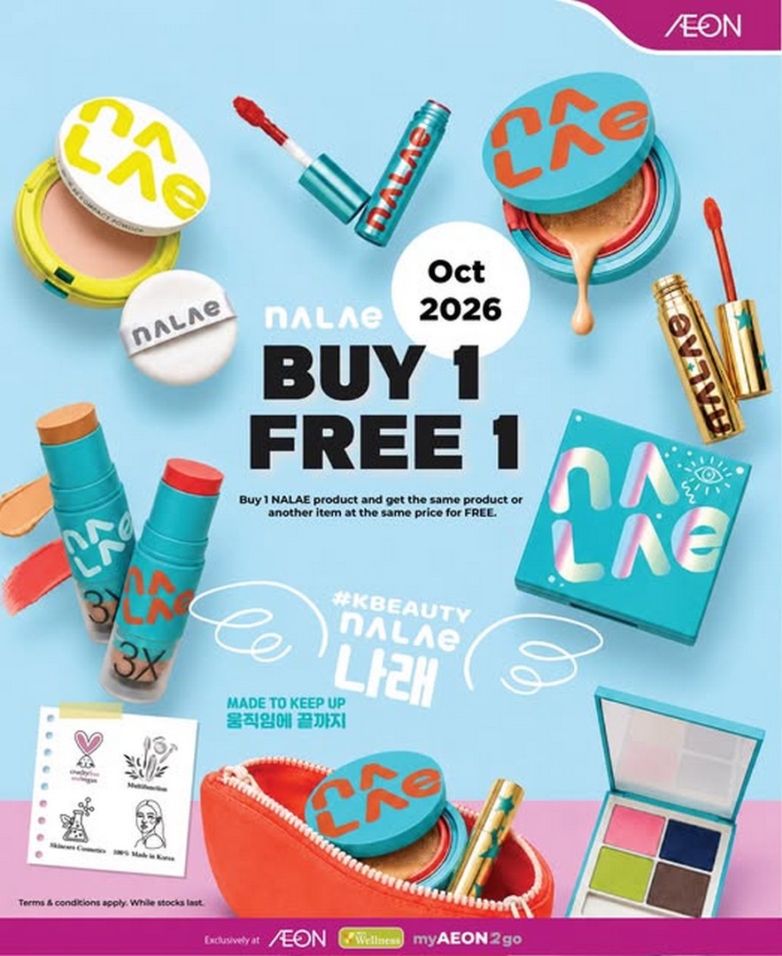 AEON-Malaysia-NALAE-Buy-1-Free-1-Beauty-Promotion 7 October 2026 onwards: AEON Malaysia: NALAE Buy 1 Free 1 Beauty Promotion at Selected GMS Stores and AEON Wellness Outlets