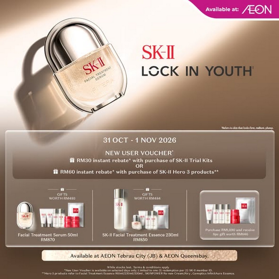 AEON-Malaysia-SK-II-Beauty-Promotion-and-Laurier-Super-1 31 October–1 November 2026: AEON Malaysia SK-II Beauty Promotion and Laurier Super Slimguard Essentials Deals at AEON Tebrau City and AEON Queensbay