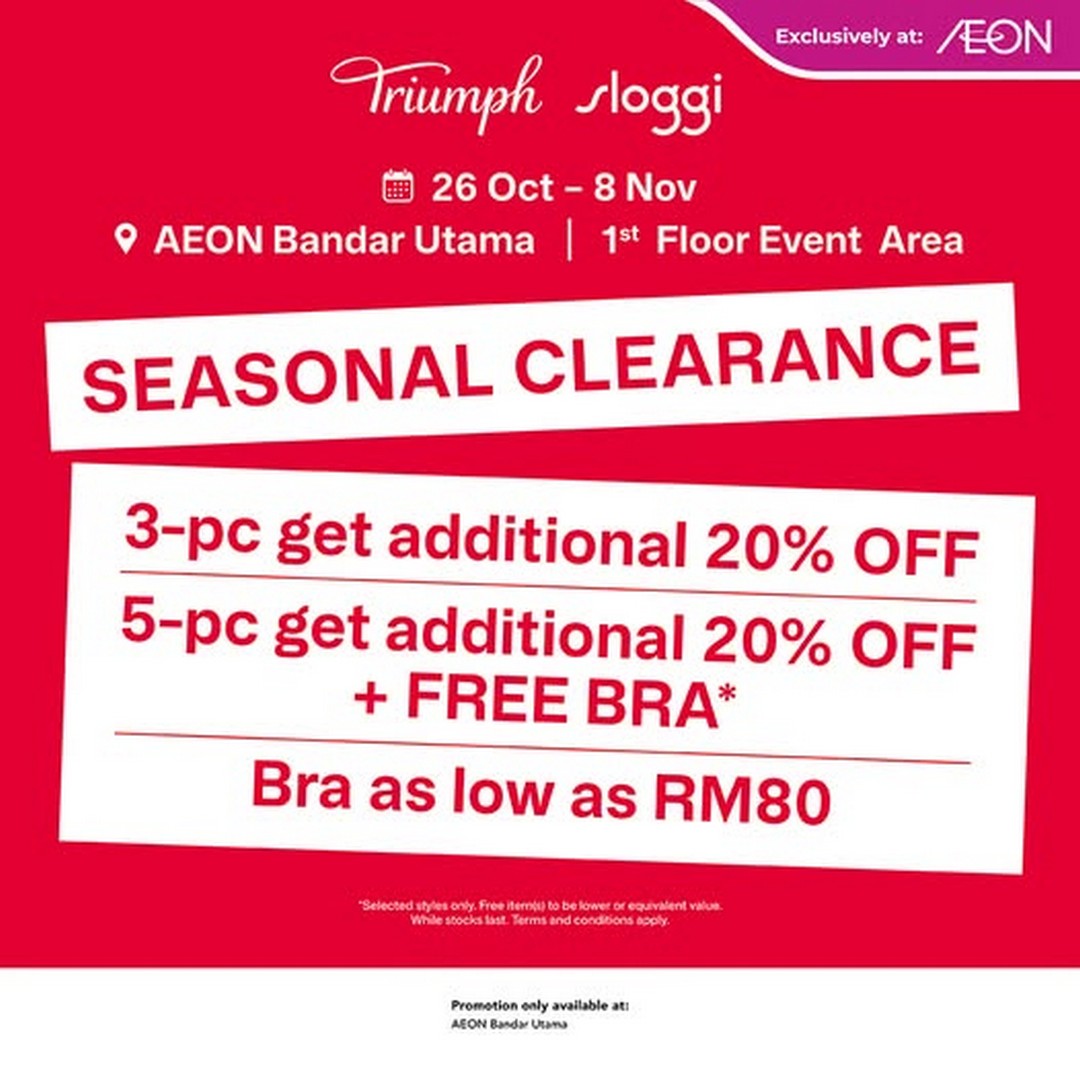 AEON-Malaysia-Seasonal-Clearance-–-Buy-3-Bras-for-an-Extra-20-Off 26 October–8 November 2026: AEON Malaysia Seasonal Clearance – Buy 3 Bras for an Extra 20% Off, Buy 5 Get 1 Free and Bras from RM80 at AEON Bandar Utama