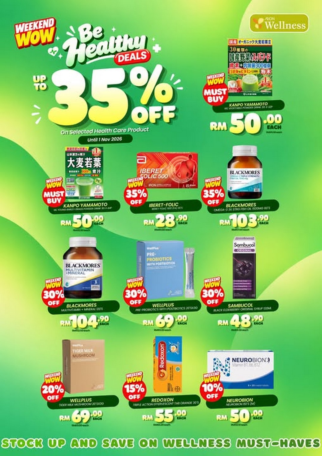 AEON-Wellness-Health-Essentials-Sale Now Till 1 November 2026: AEON Wellness Health Essentials Sale – Enjoy Up to 35% Off Selected Vitamins & Supplements + RM10 Cash Voucher