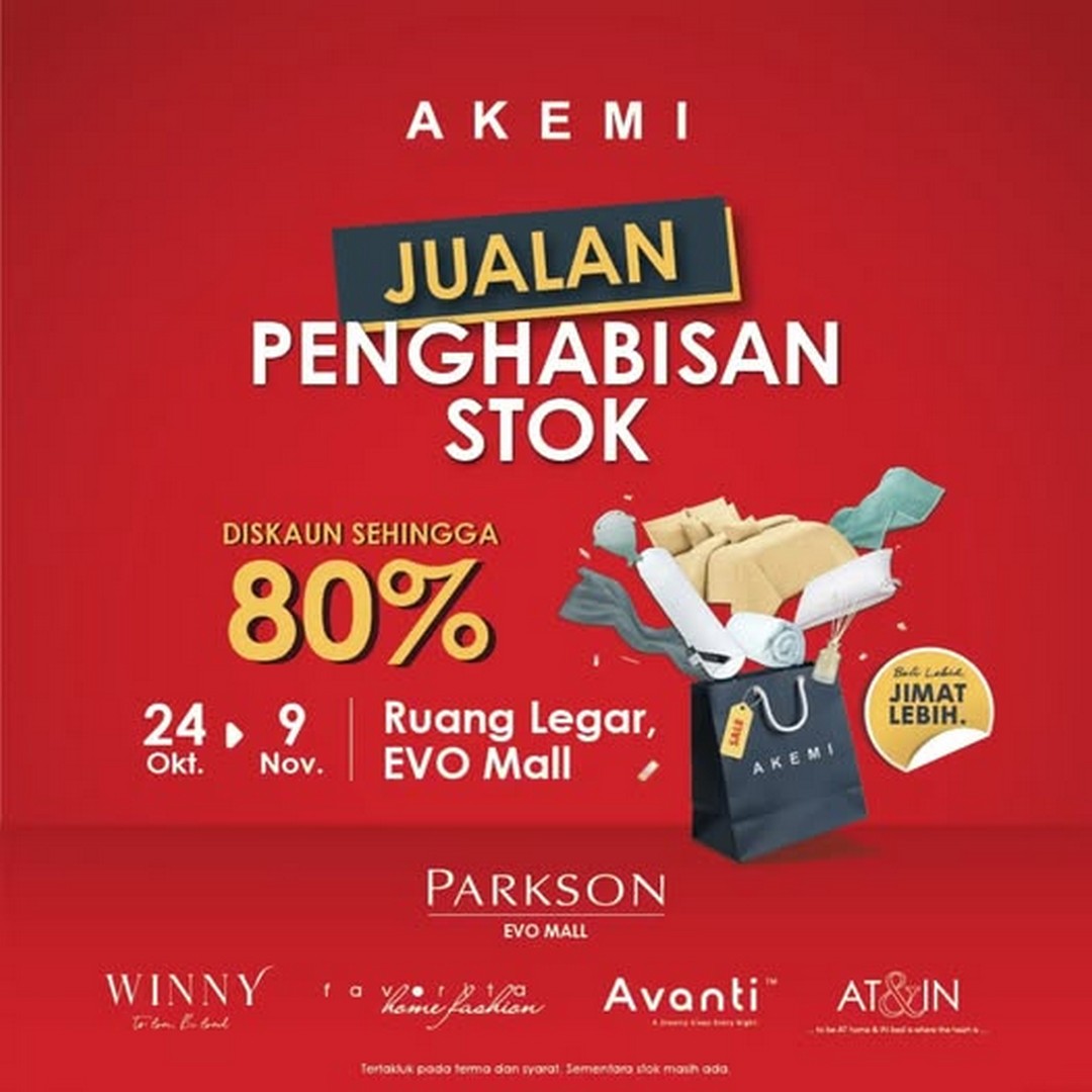 AKEMI-Stock-Clearance-Sale-at-EVO-Mall-Bangi 24 October–9 November 2026: AKEMI Stock Clearance Sale at EVO Mall Bangi – Enjoy Up to 80% Off Selected Home Furnishings at Legar Space