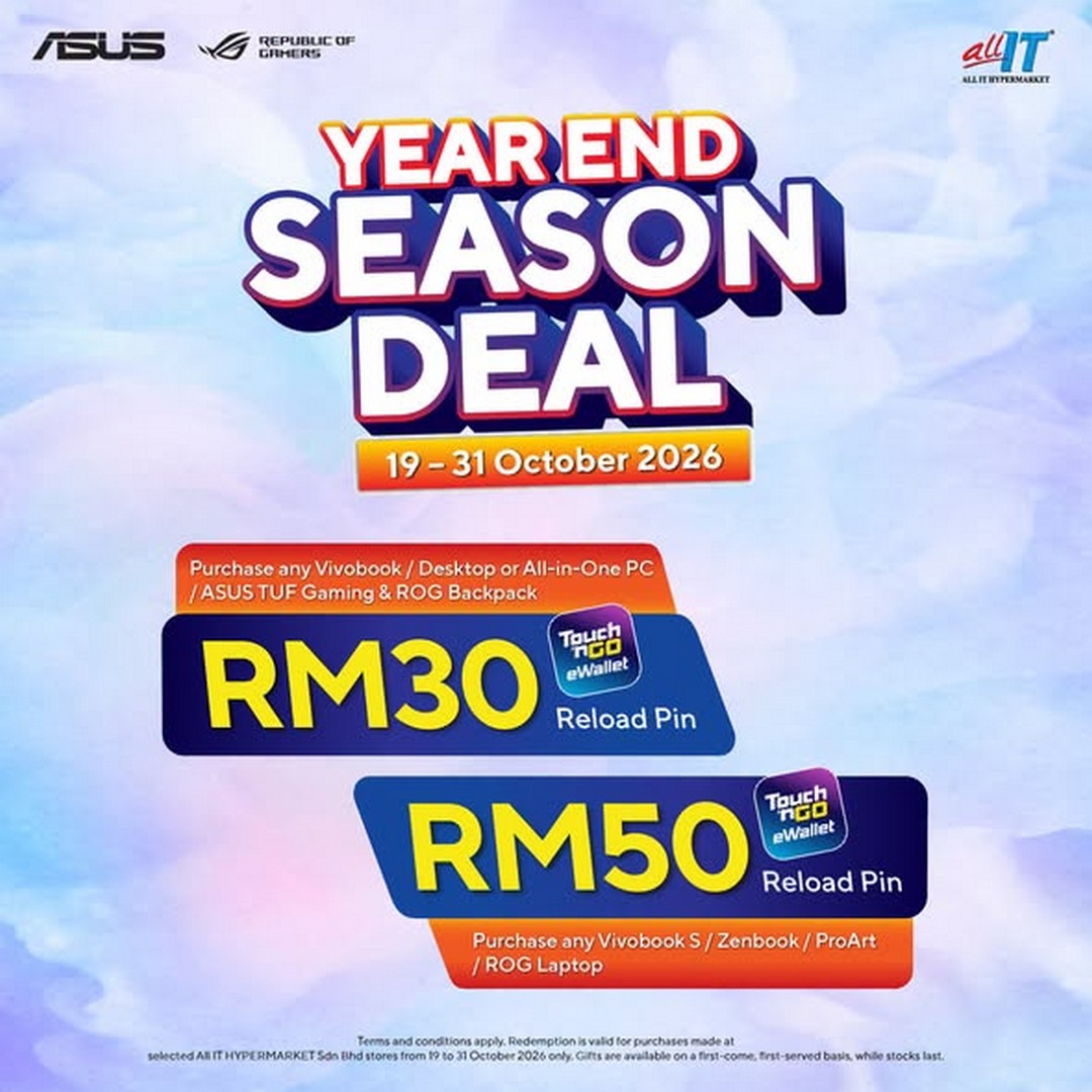 ALL-IT-Hypermarket-ASUS-Year-End-Season-Deal-Promotion-1 19–31 October 2026: ALL IT Hypermarket ASUS Year-End Season Deal Promotion – Get Up to RM50 Touch ‘n Go eWallet Reload Pin on Selected Laptops, Desktops and All-in-One PCs