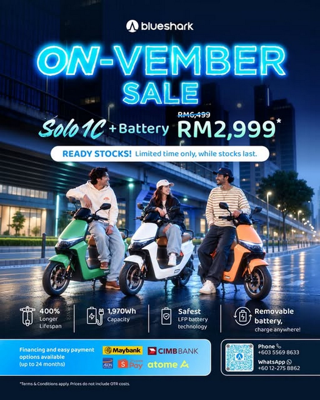 ALL-IT-Hypermarket-ON-VEMBER-Sale 30 October 2026 onwards: ALL IT Hypermarket ON-VEMBER Sale – Blueshark Solo 1C Electric Motorcycle with Battery at RM2,999